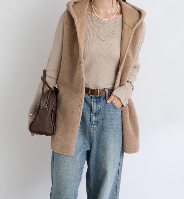  「【シーズンムード高まる】エコファーフードジレ」|ベスト・ジレ|