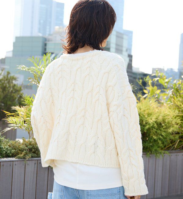  「【大人のこなれ感を演出】フリンジネックケーブルニット」|ニット・セーター|