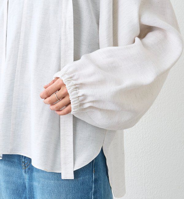  「【顔まわり華やか】リネンライクフリルカラーブラウス」|シャツ・ブラウス|