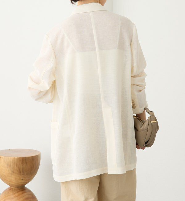  「予約【日除け・冷房避けに】リネンライクメッシュジャケット」|テーラードジャケット|