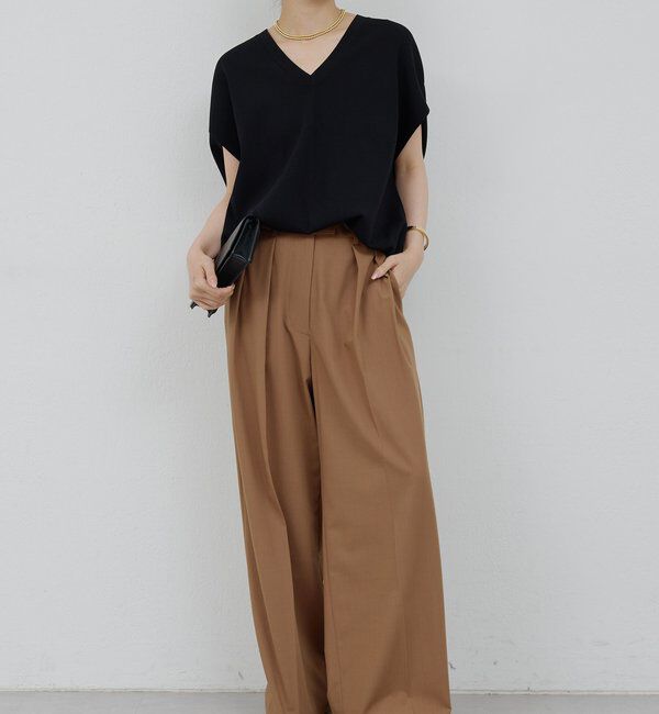  「【新色BR登場/セットアップ対応】ダブルタックパンツ」|スラックス|