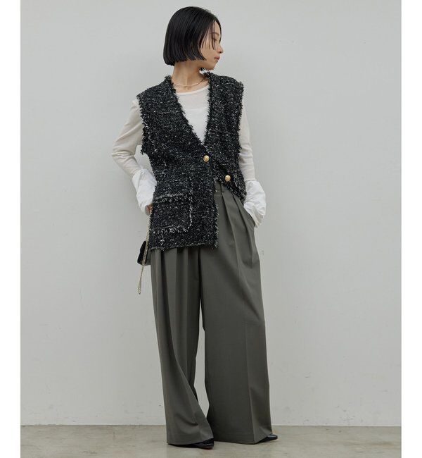  「【新色BR登場/セットアップ対応】ダブルタックパンツ」|スラックス|