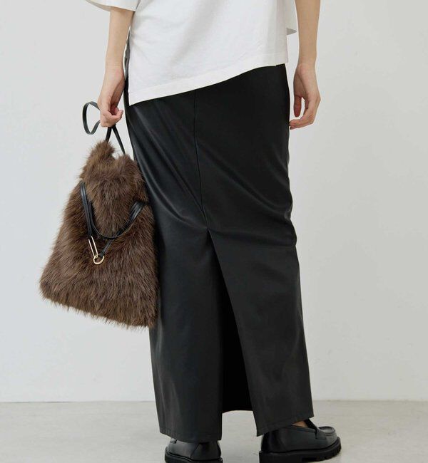  「フェイクレザータイトスカート」|スカート|