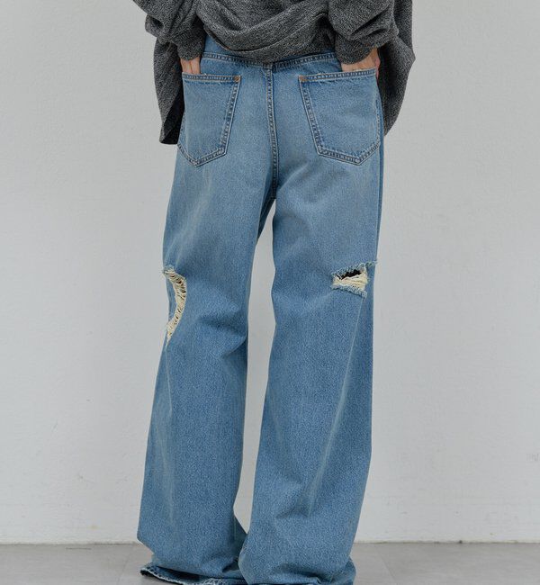  「【PEAS】スラッシュデニムパンツ」|デニム|