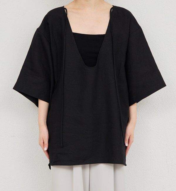  「リネンディープネックプルオーバー」|シャツ・ブラウス|