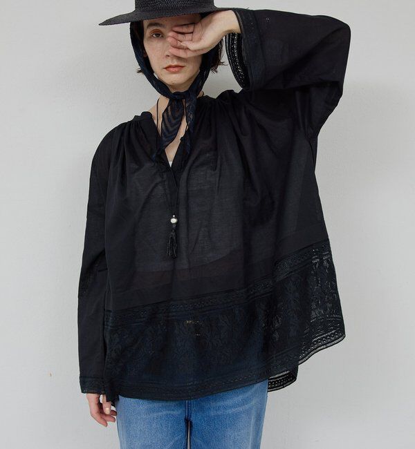  「刺繍チャーチブラウス」|シャツ・ブラウス|ブラック