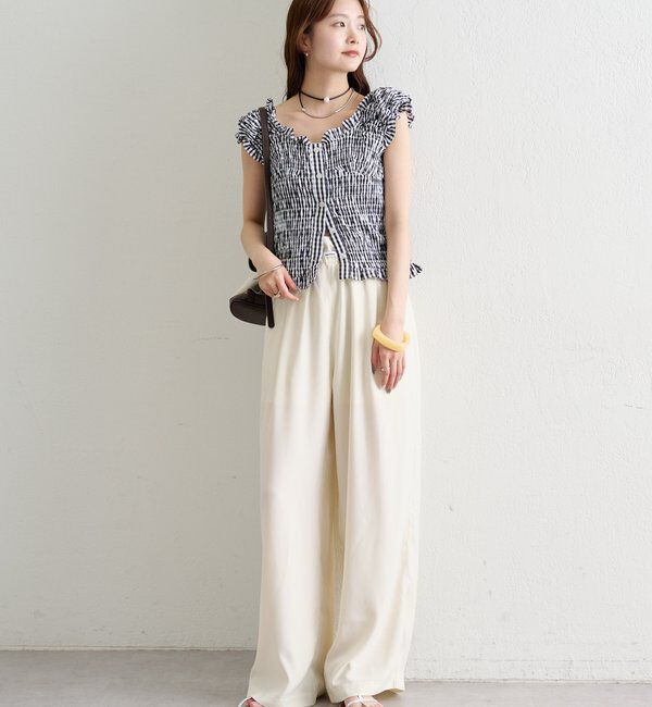  「【オールシーズン対応/WEB限定アイボリー】フリルイージーパンツ」|チノ|