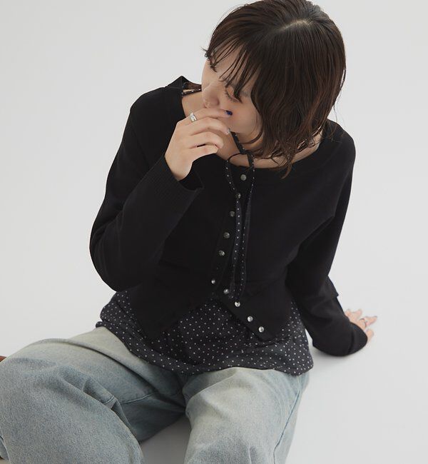  「クリアボタン カーディガン」|カーディガン|