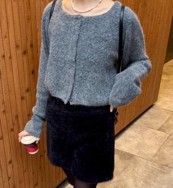  「スクエアネックニットカーディガン」|カーディガン|