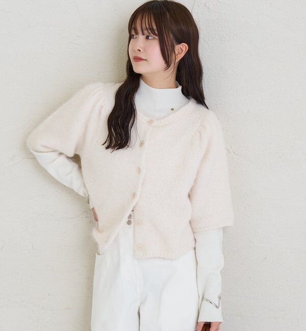 「ふわふわ半袖ニット カーディガン」|カーディガン|
