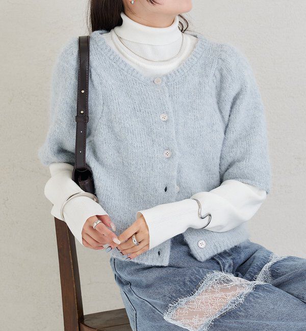  「ふわふわ半袖ニット カーディガン」|カーディガン|