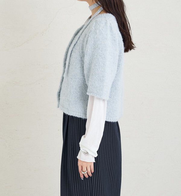  「ふわふわ半袖ニット カーディガン」|カーディガン|