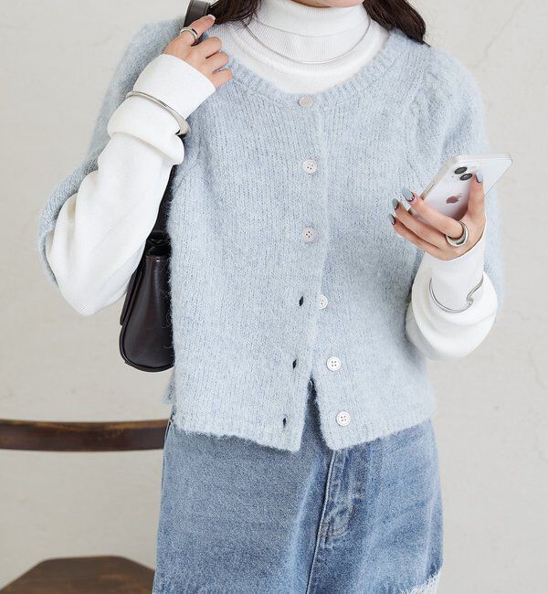  「ふわふわ半袖ニット カーディガン」|カーディガン|