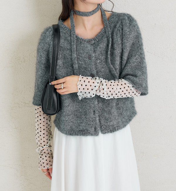 「ふわふわ半袖ニット カーディガン」|カーディガン|