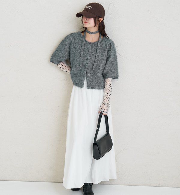  「ふわふわ半袖ニット カーディガン」|カーディガン|