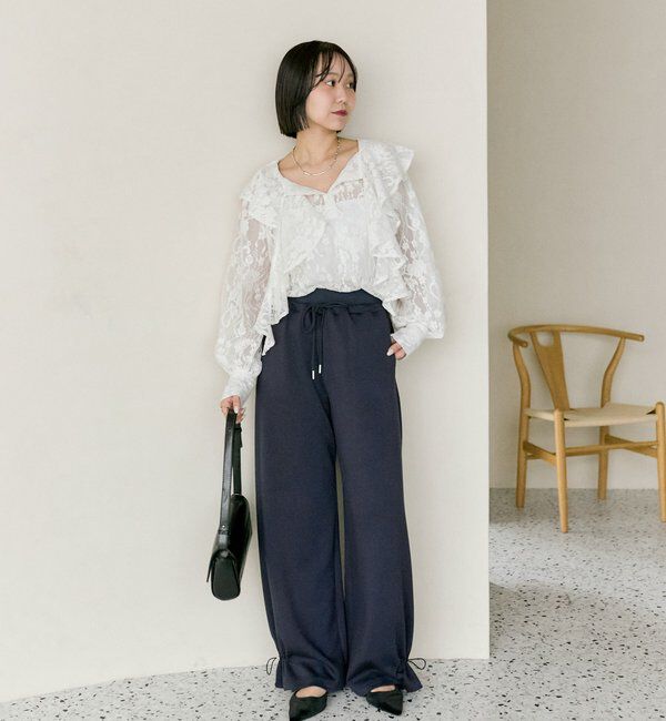  「裾ドロストスウェットパンツ」|チノ|