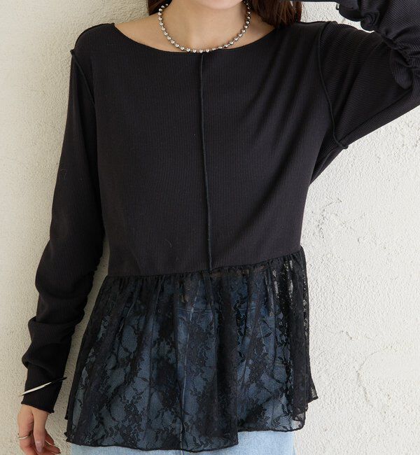  「レースペプラムリブロンT」|Tシャツ・カットソー|