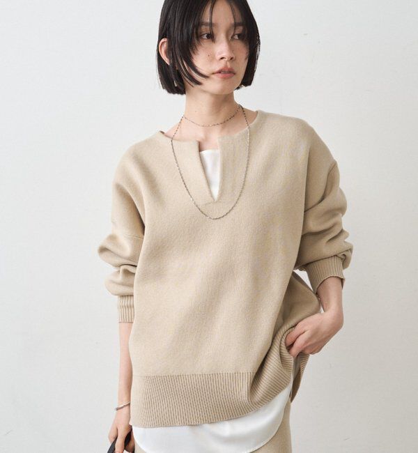  「【@_shirabe.s_コラボ】スウェットライクスキッパーニット」|ニット・セーター|