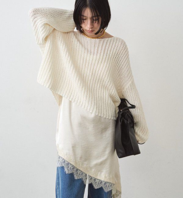  「サテンレースアシメキャミ」|シャツ・ブラウス|