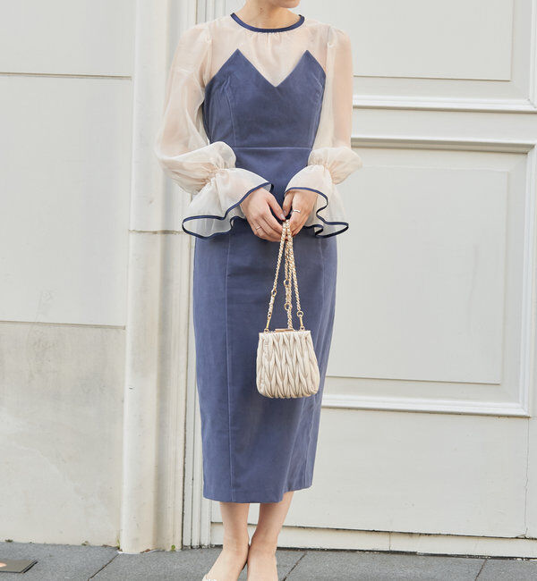  「【結婚式/ドレス/サイズ展開あり】配色シアーベアデザインワンピース」|ドレス|