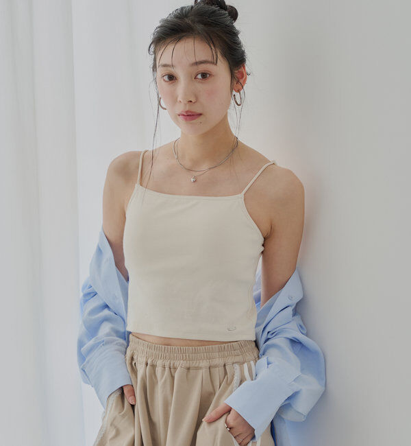  「【6色展開】バックオープンリブキャミ」|キャミソール|