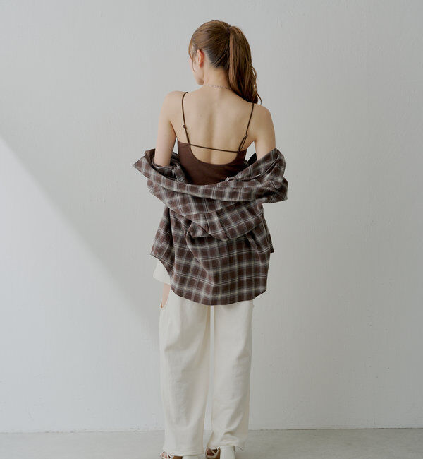  「【6色展開】バックオープンリブキャミ」|キャミソール|