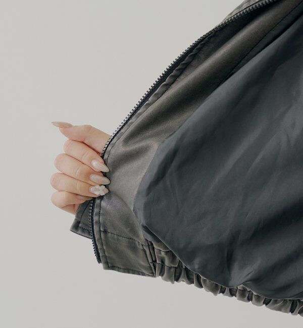  「【ファー取り外し可能】フェイクレザールーズジップブルゾン」|ブルゾン・スタジャン|