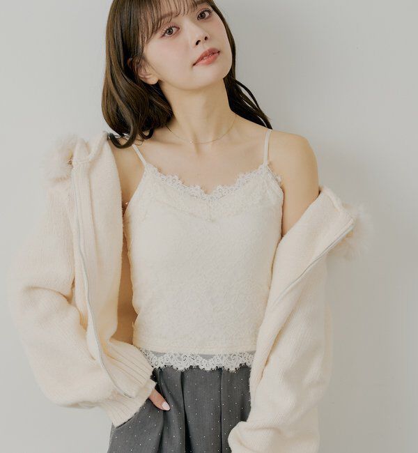  「カップ付き総レースキャミ」|キャミソール|