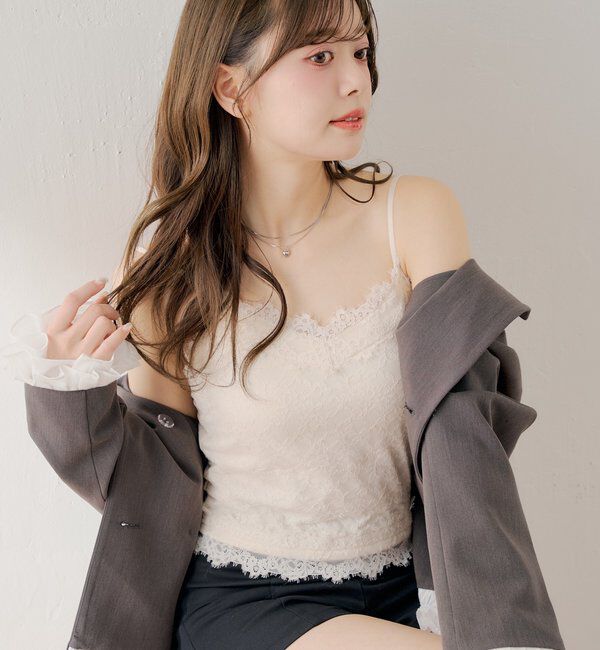  「カップ付き総レースキャミ」|キャミソール|