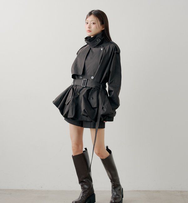  「【SALON by Chico】バルーンミディトレンチコート」|トレンチコート|