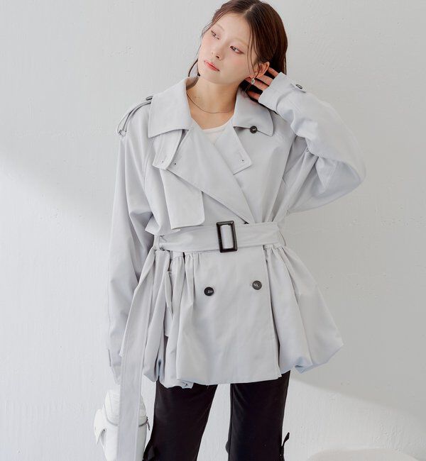  「【SALON by Chico】バルーンミディトレンチコート」|トレンチコート|