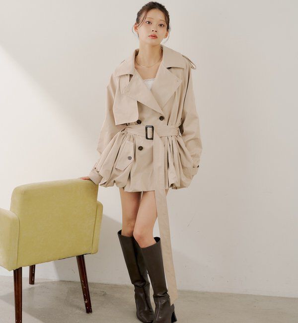  「【SALON by Chico】バルーンミディトレンチコート」|トレンチコート|