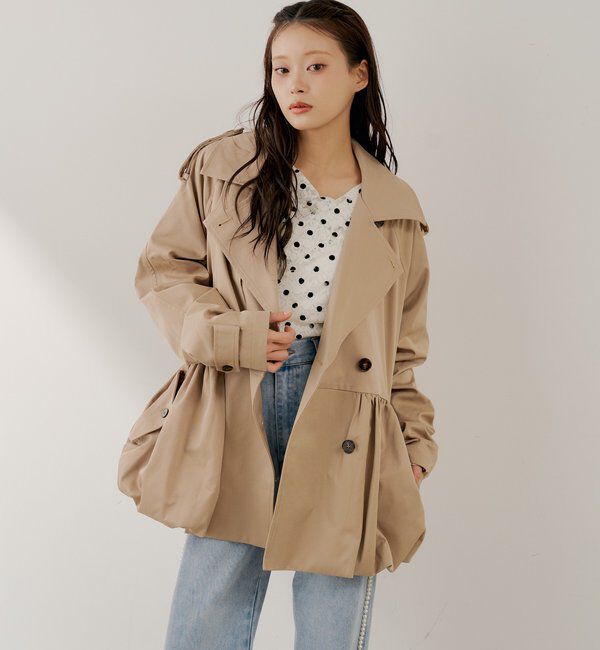  「【SALON by Chico】バルーンミディトレンチコート」|トレンチコート|