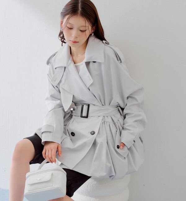  「【SALON by Chico】バルーンミディトレンチコート」|トレンチコート|ブルー