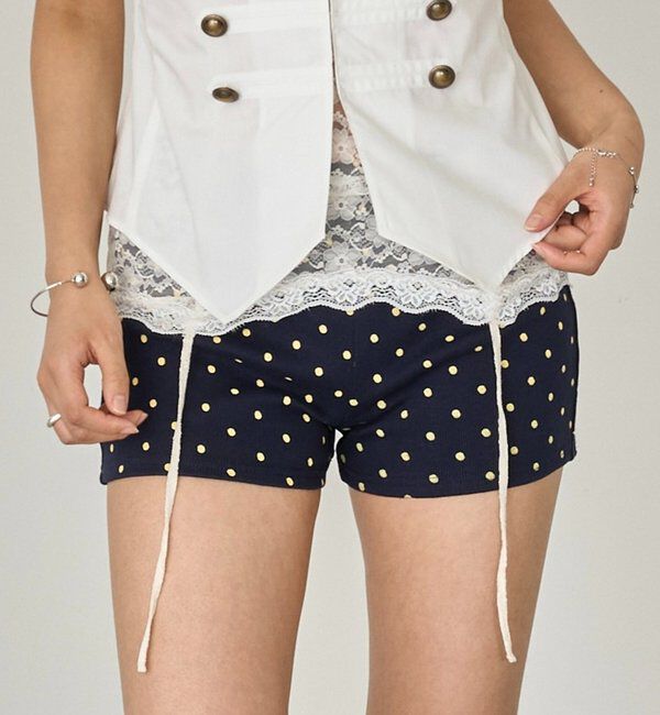  「【SLOPPY/スロッピー】リブショートパンツ」|チノ|ネイビー