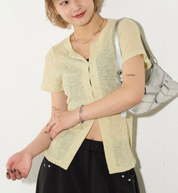  「シアーナロー半袖カーディガン」|Tシャツ・カットソー|