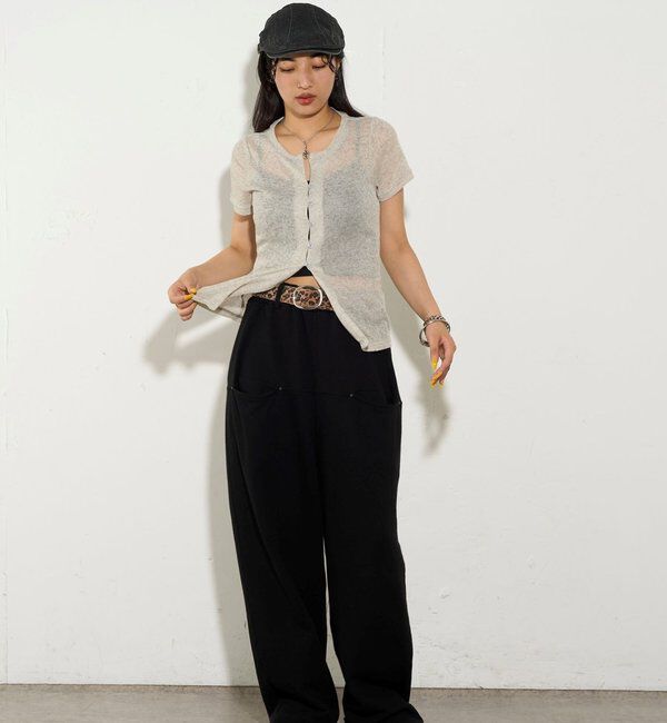  「シアーナロー半袖カーディガン」|Tシャツ・カットソー|