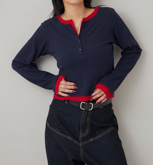  「レイヤードヘンリートップス」|Tシャツ・カットソー|