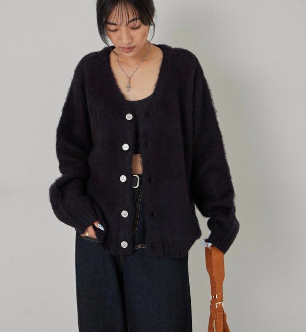  「KOOKYNモヘアライクカーディガン(無地/カモ柄)」|カーディガン|