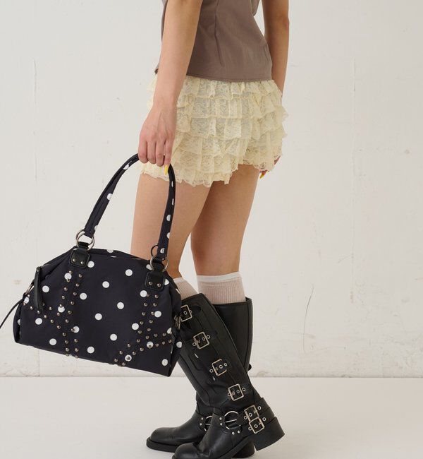  「レースショートパンツ(無地/ドット/チェック/レオパード)」|チノ|