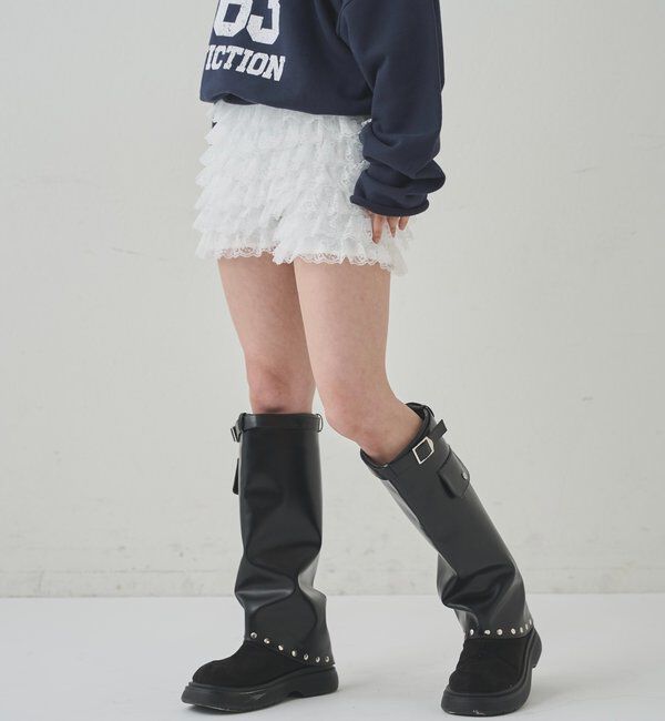  「レースショートパンツ(無地/ドット/チェック/レオパード)」|チノ|