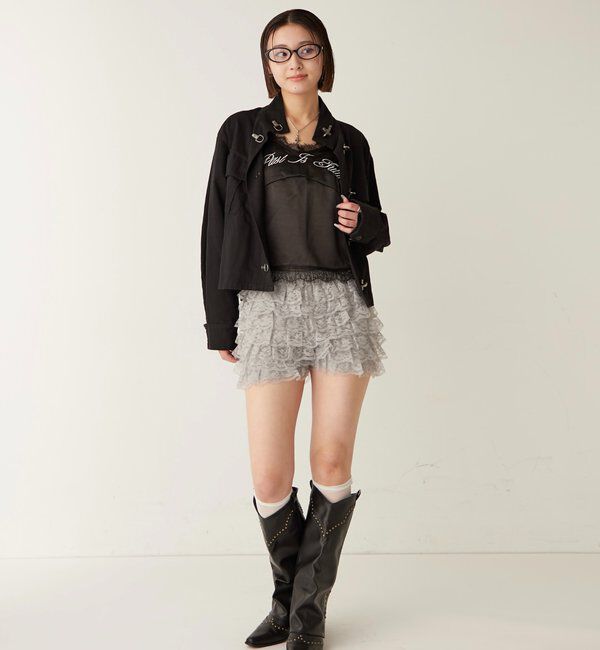  「レースショートパンツ(無地/ドット/チェック/レオパード)」|チノ|