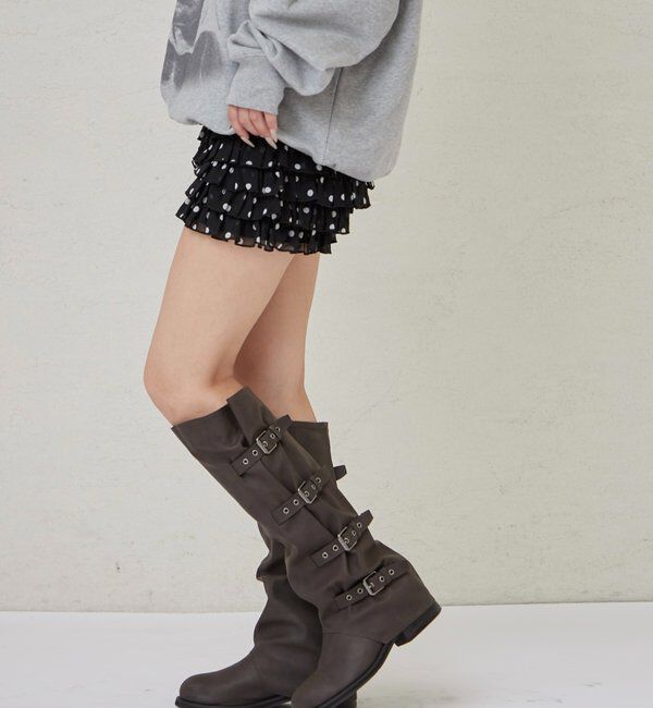  「レースショートパンツ(無地/ドット/チェック/レオパード)」|チノ|