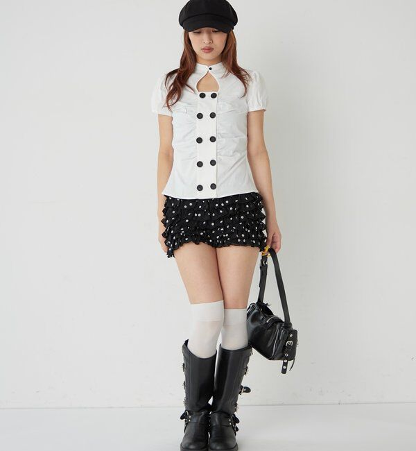  「レースショートパンツ(無地/ドット/チェック/レオパード)」|チノ|