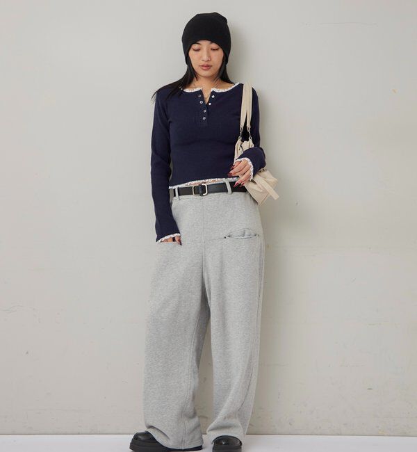  「レースレイヤードヘンリーニット」|ニット・セーター|