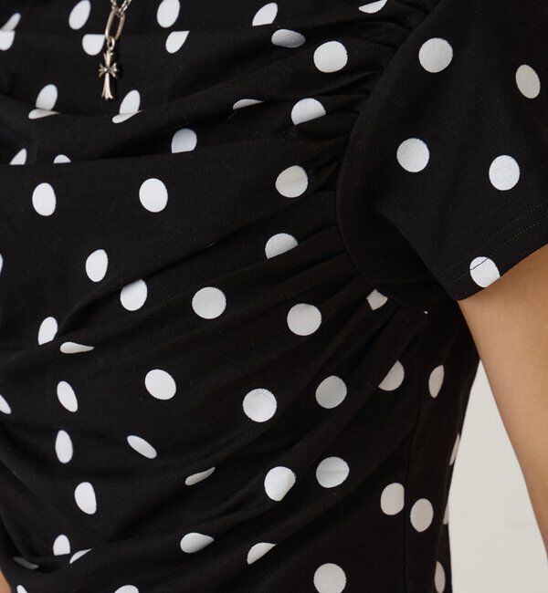  「ギャザーオフショルドットトップス」|Tシャツ・カットソー|