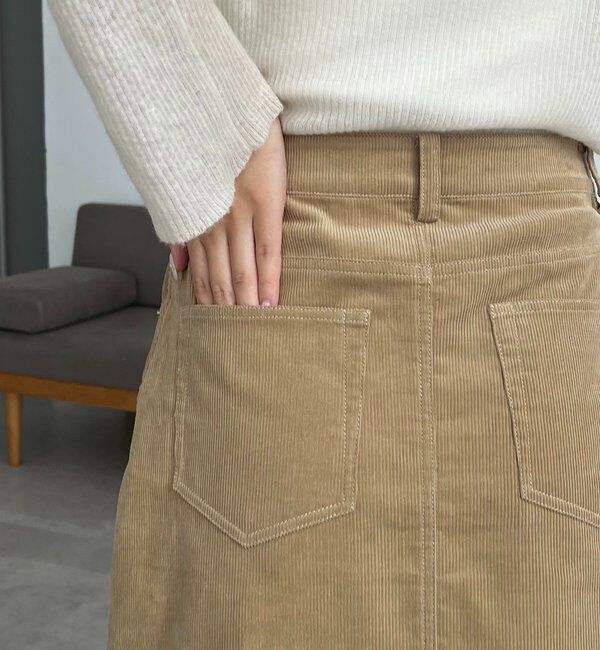  「【新色/レイヤード対応】コーデュロイ台形スカート」|スカート|