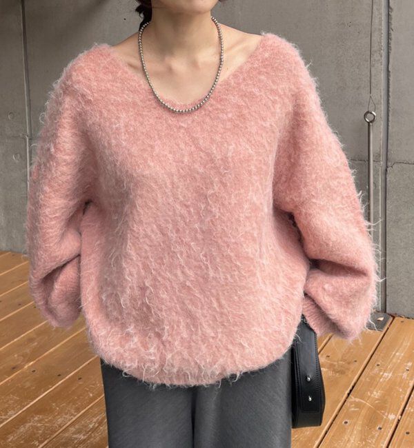  「【着映えニット】シャギーＶネックプルオーバー」|ニット・セーター|