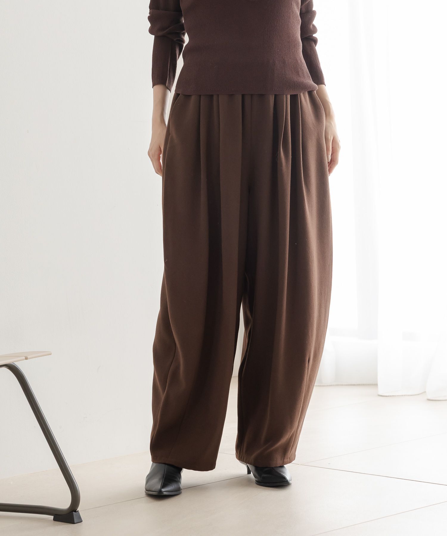 LOWRYS FARM「ＴＲイージーコクーンパンツ」|チノ|BRN8