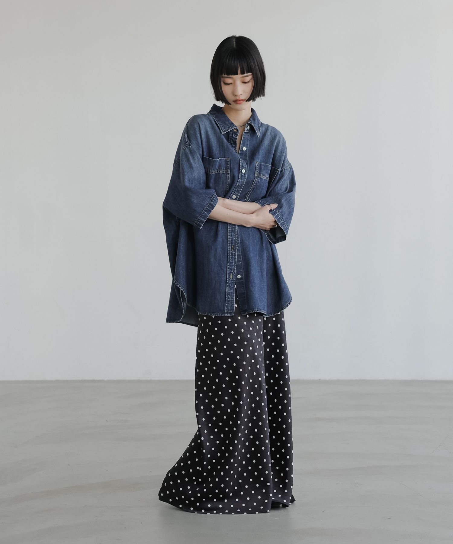 LOWRYS FARM「アソートデニムＢＩＧシャツＳＳ」|シャツ・ブラウス|